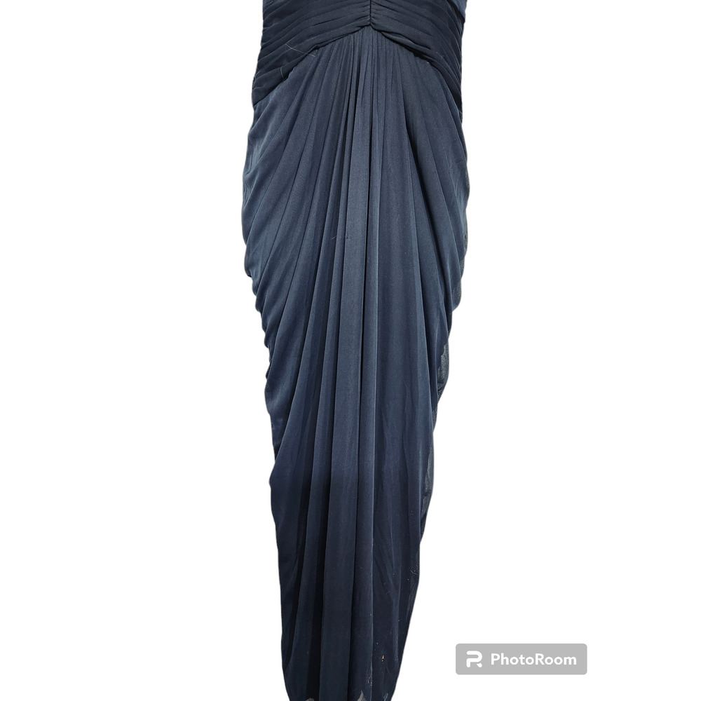 Adrianna Papell Lace Yoke Navy Cocktail Maxi Dress 2 - Picture 4 of 5